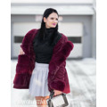 Bawełniana damska parka zimowa z futrem karmelowa (xw793x) (2942936) - 5
