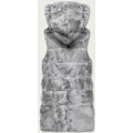 Šedá kožešinová vesta s kapucí (BR8060-9) (3612976) - 2