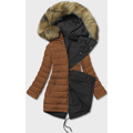 Černo-karamelová oboustranná dámská zimní bunda (2M-21508) (3605417) - 6