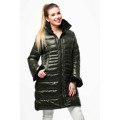 Dłuższa damska pikowana kurtka zimowa khaki (j19-017) (2962673) - 8