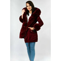 Bawełniana damska parka zimowa z futrem bordowa (xw801-3x) (2942929) - 4