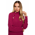 M635 Svetrové šaty s vysokým límcem - béžové (3214681) - 5