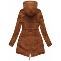 Bawełniana damska parka zimowa z futrem karmelowa (xw793x) (2942936) - 13
