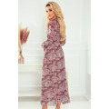 Dámské šifonové midi šaty s hnědým vzorem "boho" 378-1 (3398515) - 6