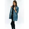Dlouhá světle modrá dámská džínová oversize bunda (X-761) (2963949) - 2