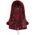 Bawełniana damska parka zimowa z futrem bordowa (xw801-3x) (2942929) - 2