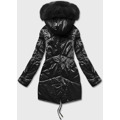 Černá dámská bunda pro přechodné období s kapucí (b8091-1) (3514960) - 3