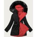Červeno/černá teplá oboustranná dámská zimní bunda (w610) (3505696) - 5