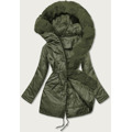 Dámská bunda parka v army barvě s kožešinou (5m762-136) (3527751) - 1