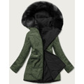 Černá/khaki teplá oboustranná dámská zimní bunda (w610) (3505690) - 6