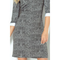 Dámské společenské šaty COLLAR krátké SAF-110-2 šedo/bílé - Numoco (2572440) - 5