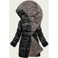 Černo-béžová přeložená obálková dámská bunda s kapucí (B8040-1046) (3490874) - 1