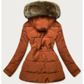 Damska parka zimowa na misiu pomarańczowa / brąz (w560) (2938099) - 3
