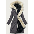 Zimowa damska parka bawełniana grafit-ecru-grafit (fm03-f11) (3051999) - 1