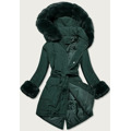 Tmavě zelená dámská zimní bunda s páskem (f7039-4) (3124662) - 1