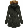 Dwustronna zimowa parka damska z kapturem army-szara (b2636) (2949020) - 2