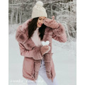 Bawełniana parka z futrem bordowa (xw805x) (2942924) - 9