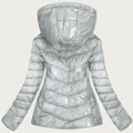 Lesklá stříbrná dámská bunda s kapucí (B9569) (2963961) - 3
