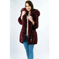 Bavlněná bunda parka ve vínové bordó barvě s kožešinou (xw805x) (2942924) - 3