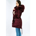 Bawełniana parka z futrem bordowa (xw805x) (2942924) - 11