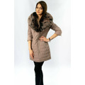 Płaszcz damski z ekoskóry z futerkiem antyczny róź (ld5520) (2940870) - 1