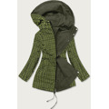 Khaki/limetková dámská bunda parka 2 v 1 (W702BIG) (2917482) - 4
