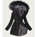 Wodoodporna parka damska na futerku czarno-szara (m-933) (2971171) - 1