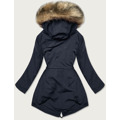 Zimowa parka damska na futerku granatowa (can-578) (3124746) - 2